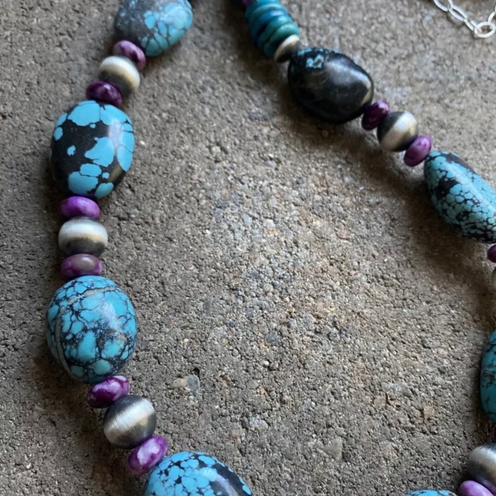 Sterling Silver Dyed Sugilite Turquoise W Pearls … - image 6